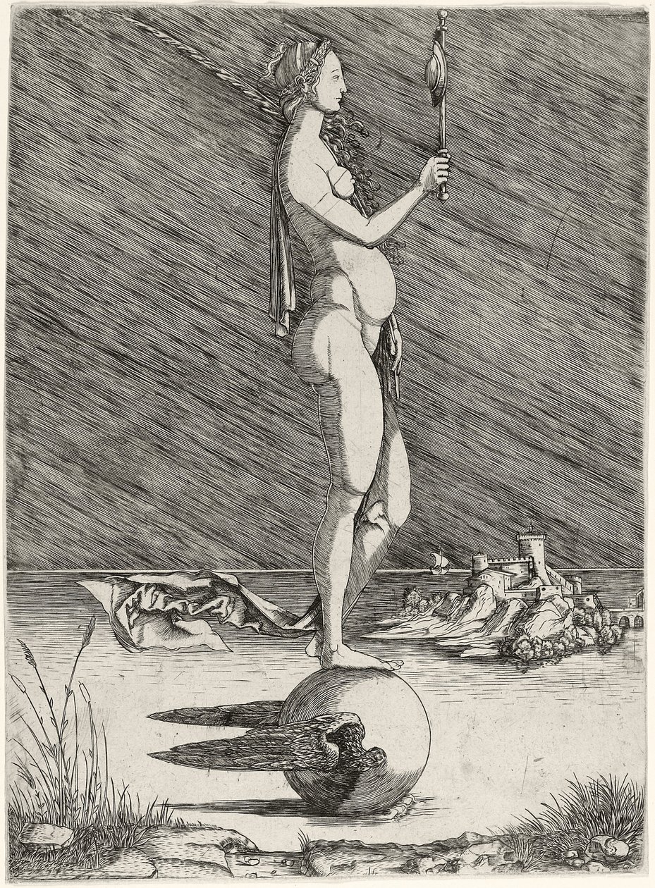 Navegação da fortuna em um globo voado, c.1510-15 de Master of 1515