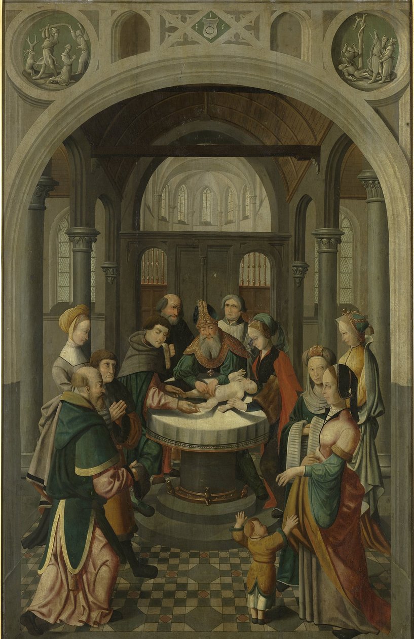 Painel de um Retábulo com Circuncisão de Cristo, no verso é Ressurreição de Cristo de Master of Alkmaar (attributed to)