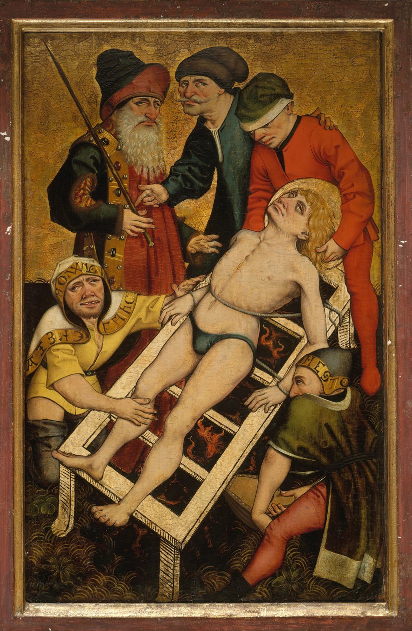 O martírio de São Lourenço, invertendo o dar bebida aos sedentos. de Master of Alkmaar