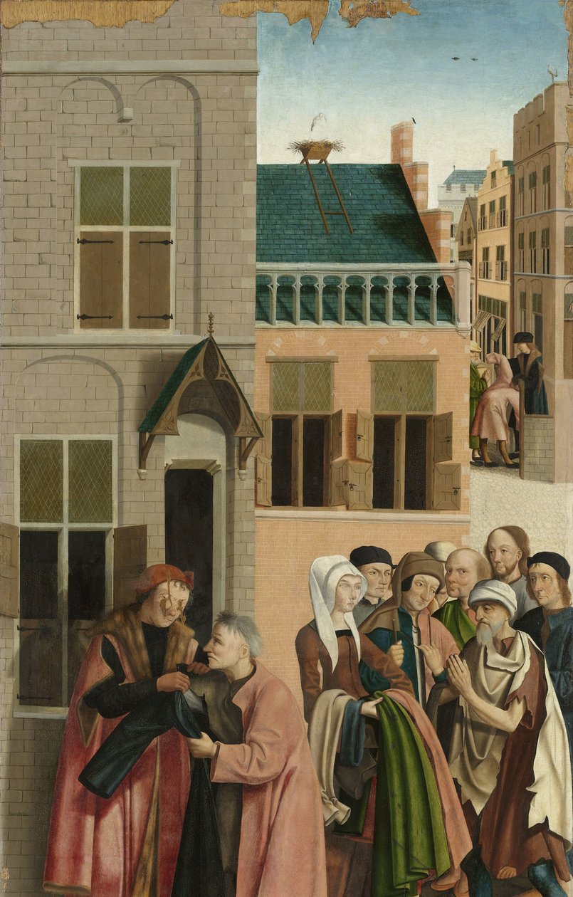 As Sete Obras de Misericórdia
Painel de um políptico retratando as sete obras de misericórdia: vestir a nua de Master of Alkmaar