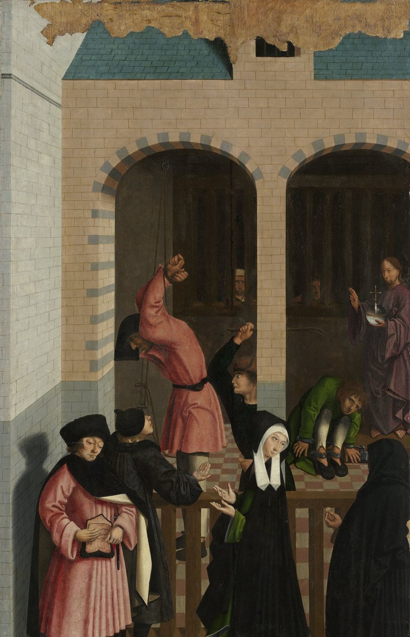 As Sete Obras de Misericórdia
Painel de um políptico retratando as sete obras de misericórdia: confortando os cativos de Master of Alkmaar