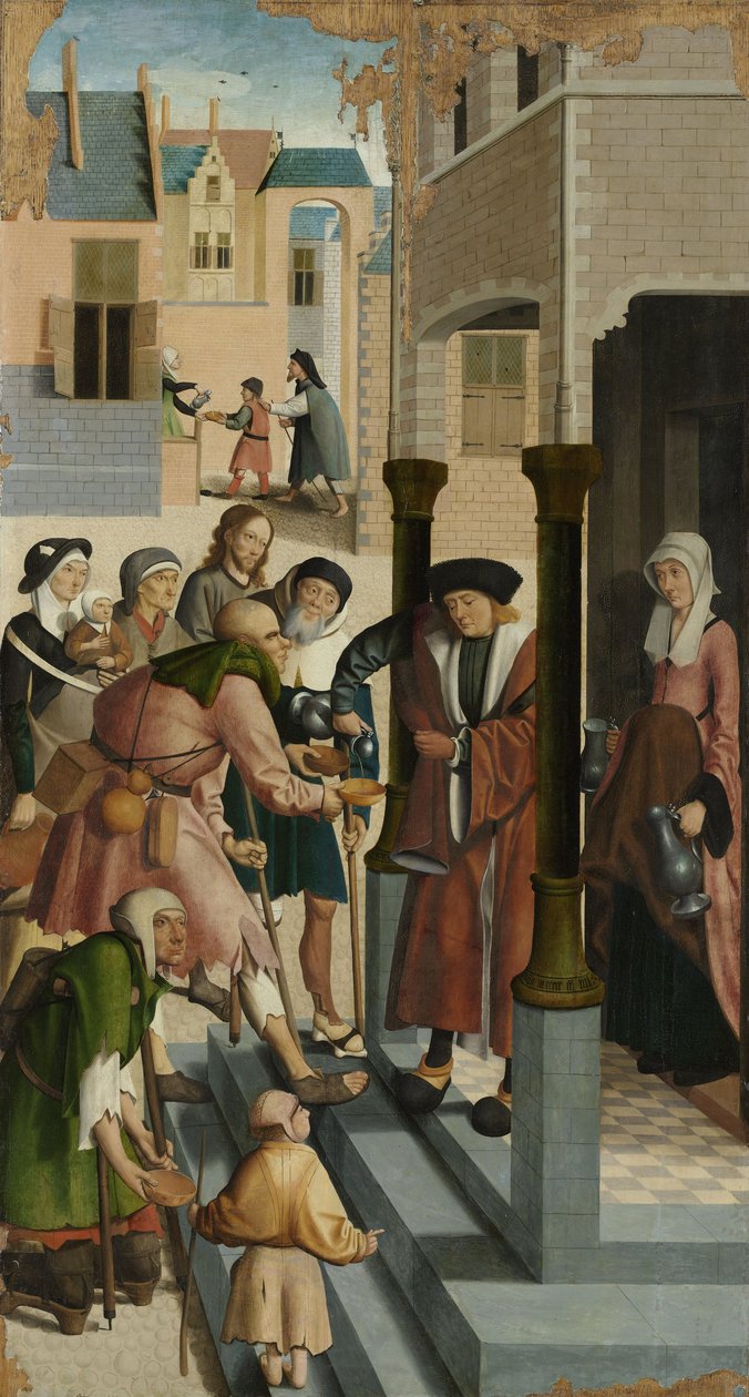 As sete obras da misericórdia: dar bebida aos sedentos, 1504 de Master of Alkmaar