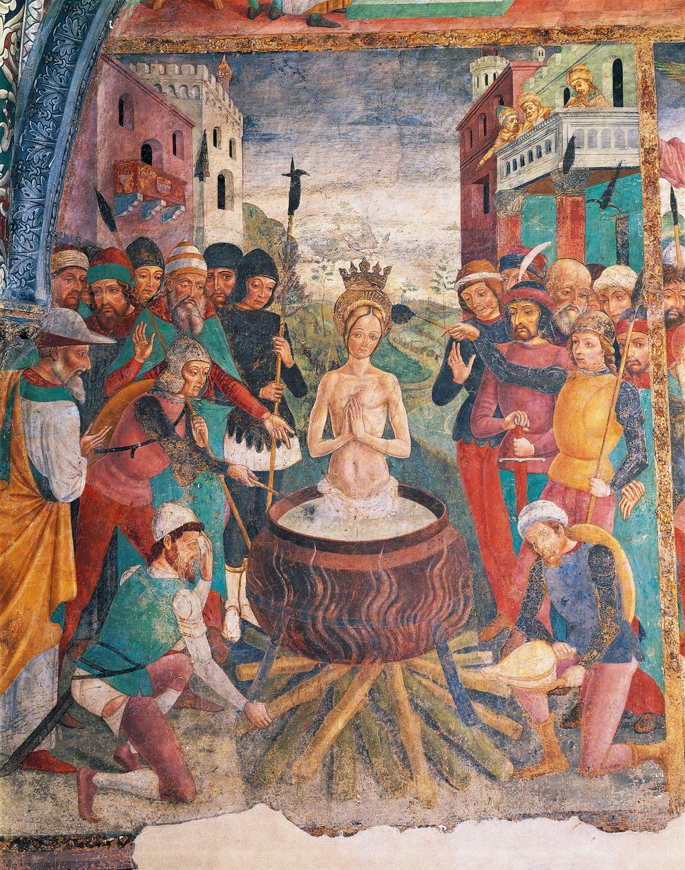 Itália, Região do Piemonte, Província de Alessandria, Serralunga di Crea, Sacro Monte di Crea, Santuário de Santa Maria Assunta, Capela de Santa Margarida de Antioquia, Paixão de Santa Margarida de Antioquia de Master of Crea