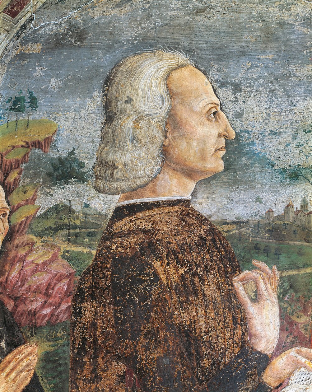 Itália, Região do Piemonte, Província de Alessandria, Serralunga di Crea, Sacro Monte di Crea, Santuário de Santa Maria Assunta, Capela de Santa Margarida de Antioch Retrato de Guilherme VIII Paleólogo, Marquês de Monferrato, Fresco de Master of Crea