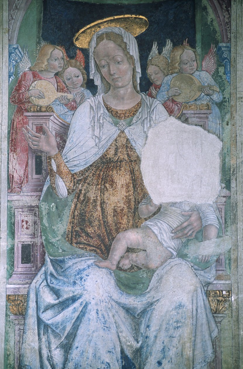 Itália, Piemonte, Serralunga di Crea, Sacro Monte di Crea, Basílica de Santa Maria Assunta, capela, fresco de Master of Crea