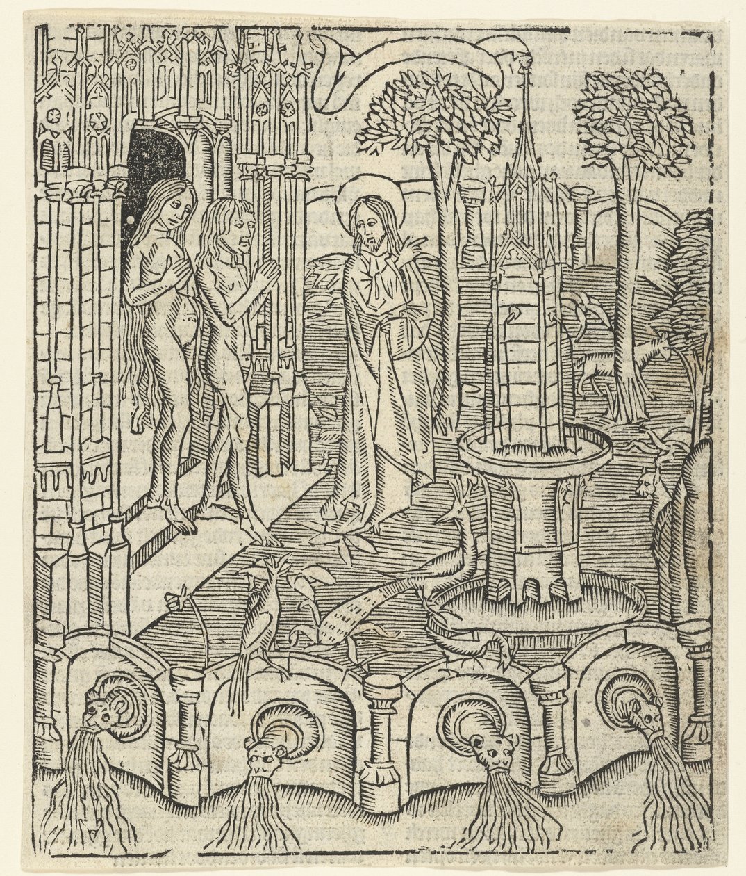 Deus mostra o paraíso a Adão e Eva de Master of Delft (attributed to)