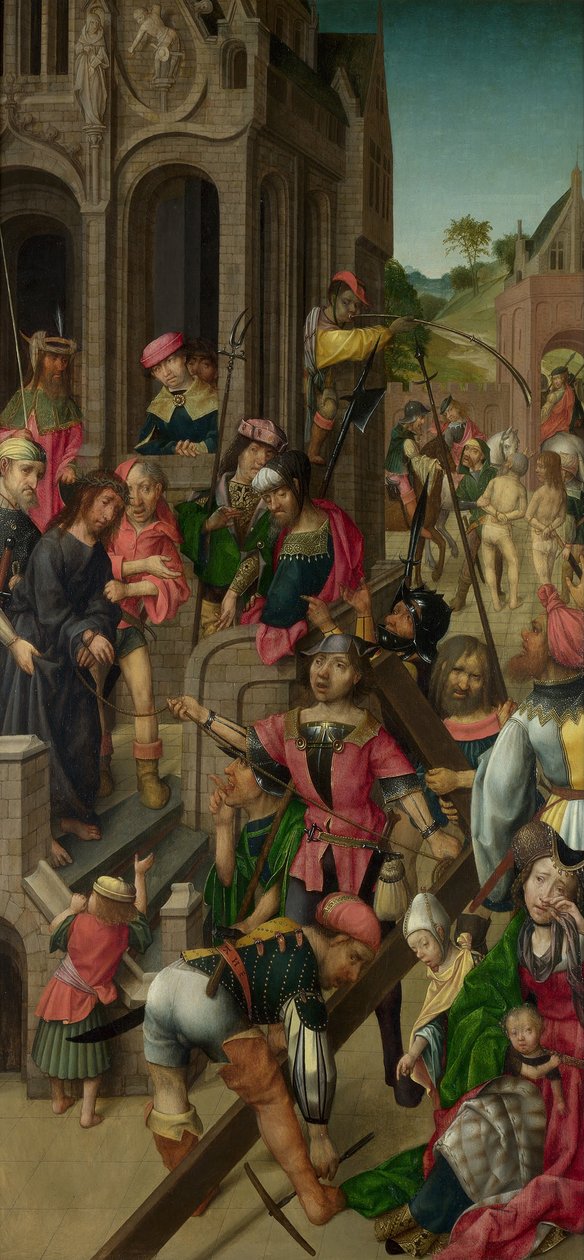 Cristo apresentou ao Triptych do Povo: Cenas da Paixão de Cristo, painel esquerdo, c. 1510 de Master of Delft