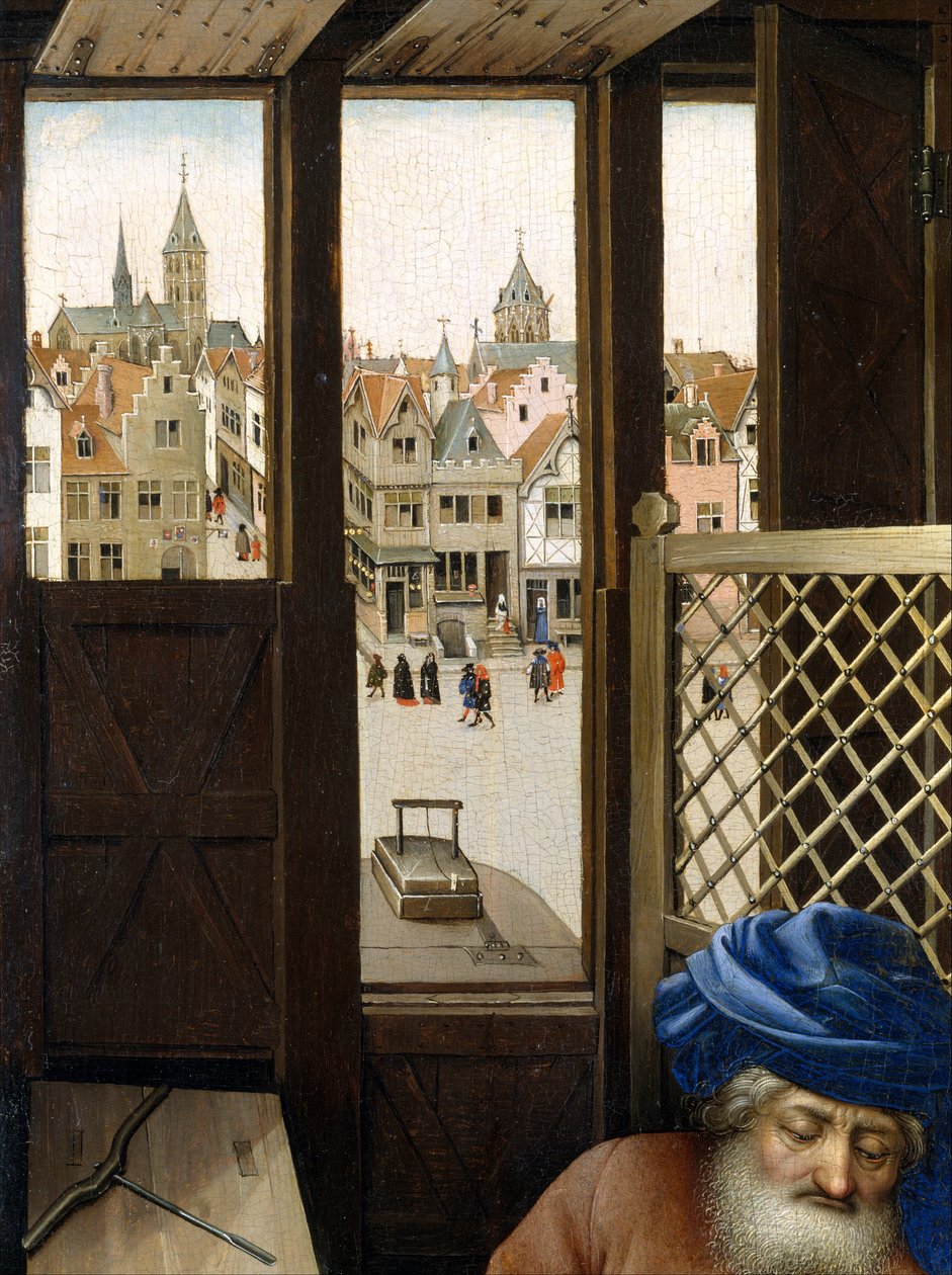 Tríptico da Anunciação (Retábulo de Merode), c.1427-32 (óleo sobre carvalho) de Master of Flémalle