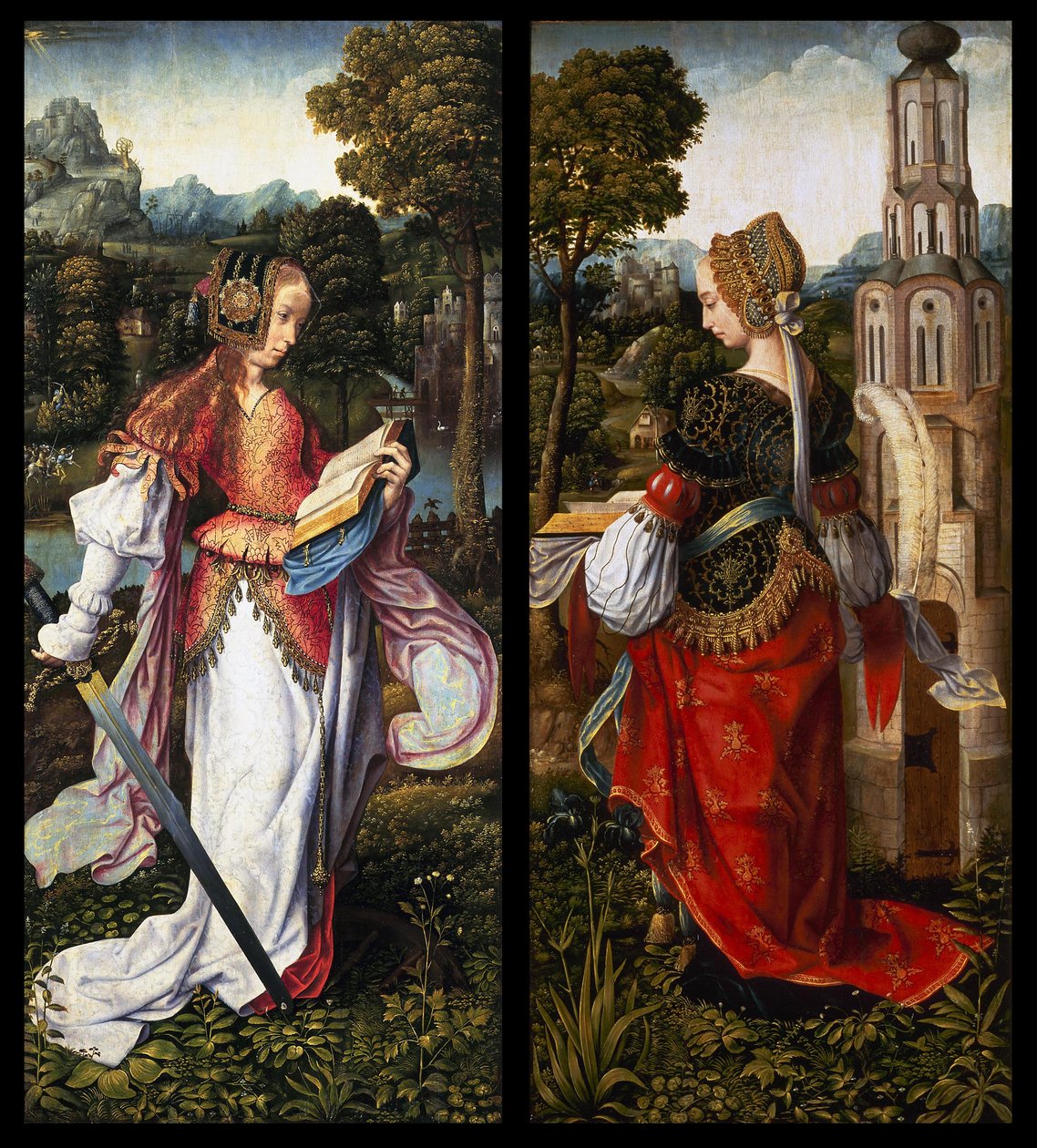 Santa Catarina e Santa Bárbara de Master of Frankfurt