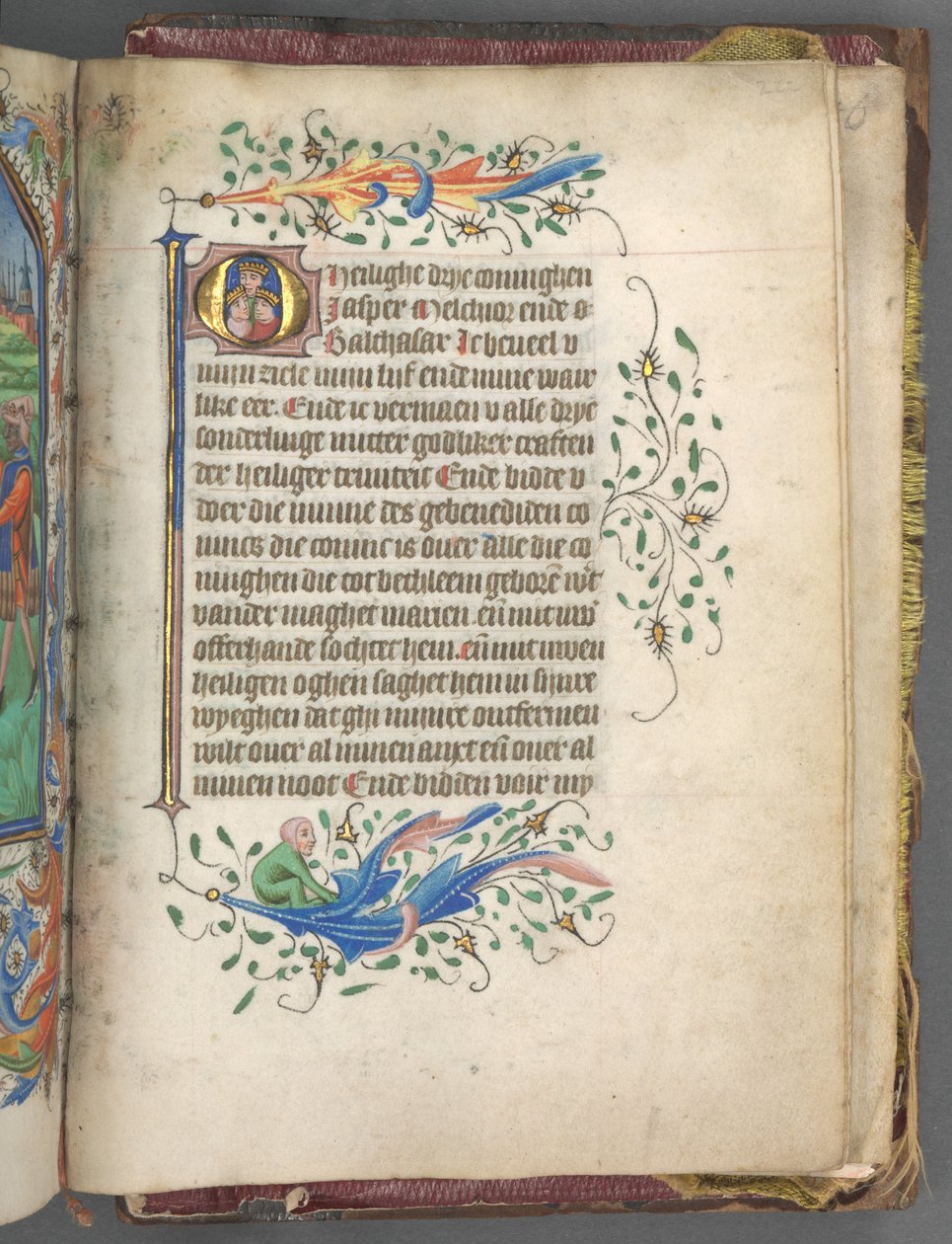 Livro de Horas (Uso de Utrecht): fol. 222r, Inicial com Reis Magos de Master of Gijsbrecht van Brederode