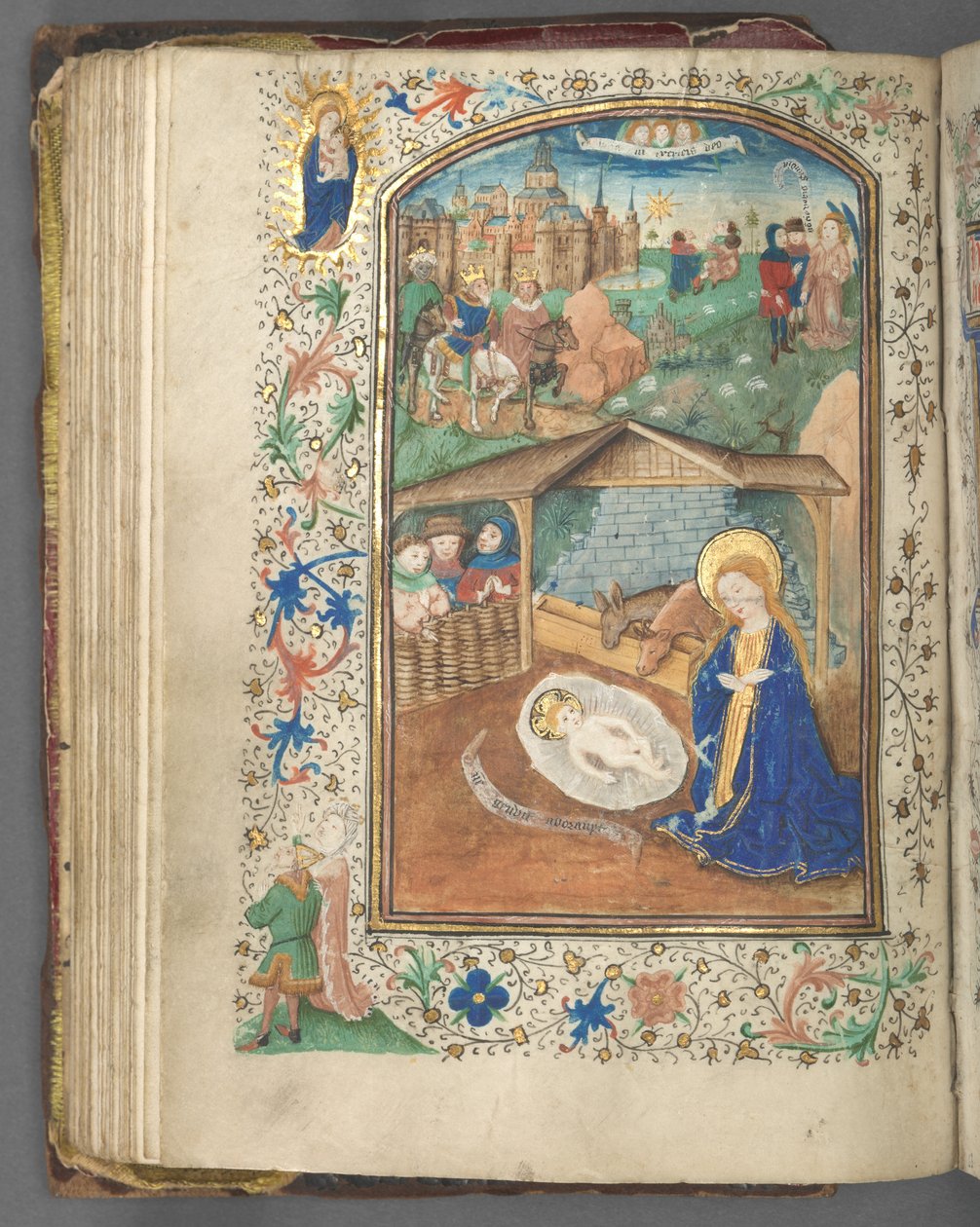 Livro de horas de uso de Utrecht: fol. 62v, A Natividade, c. 1460-1465. de Master of Gijsbrecht van Brederode