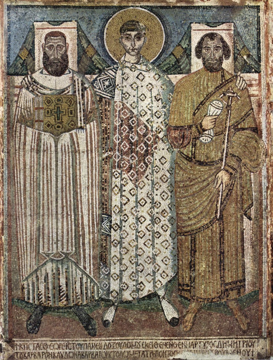 São Demétrio de Thessaloniki com os doadores, século VI-VII de Master of Hagios Demetrios