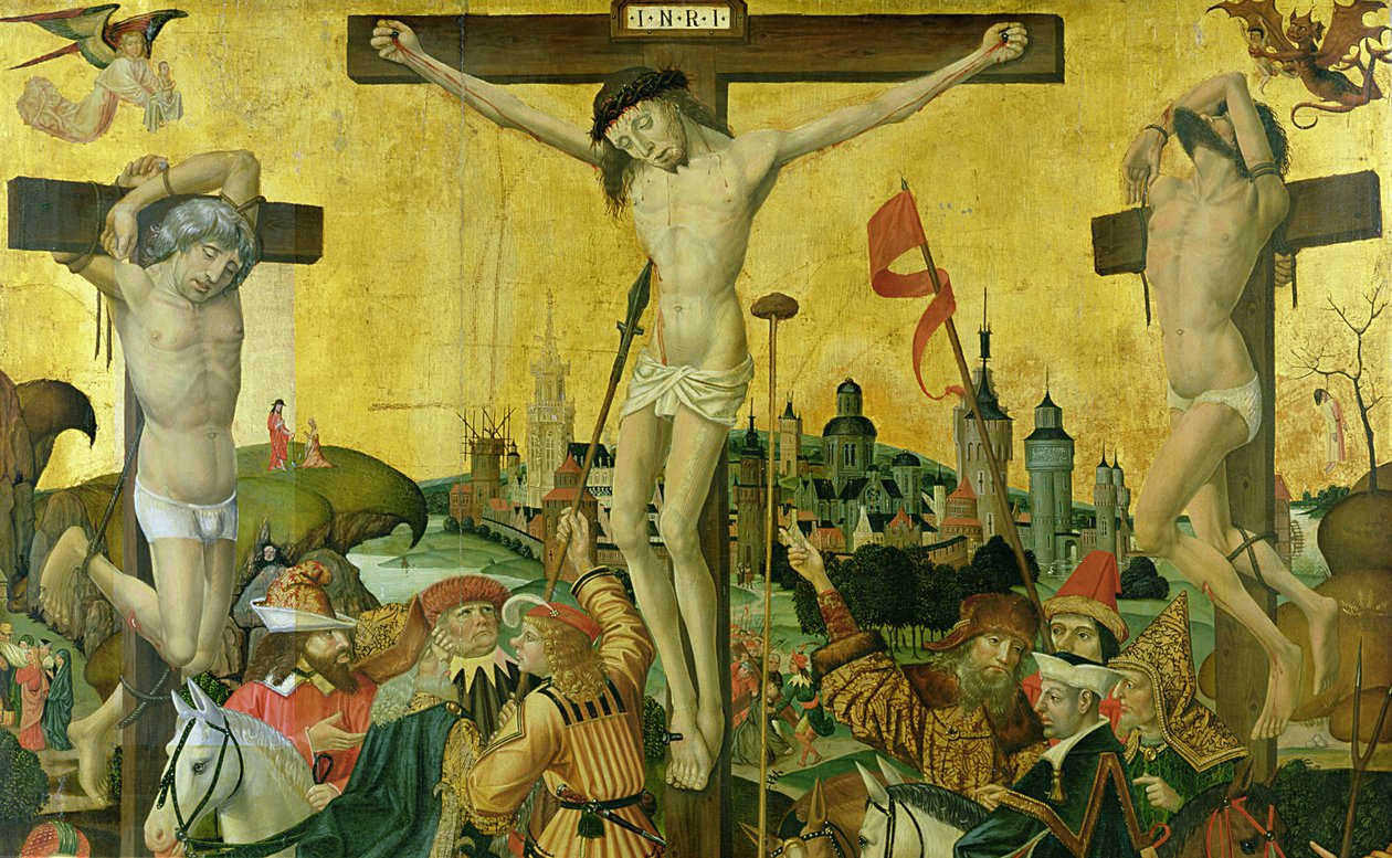 A Crucificação, c.1500 (detalhe de 148971) de Master of Hamburg