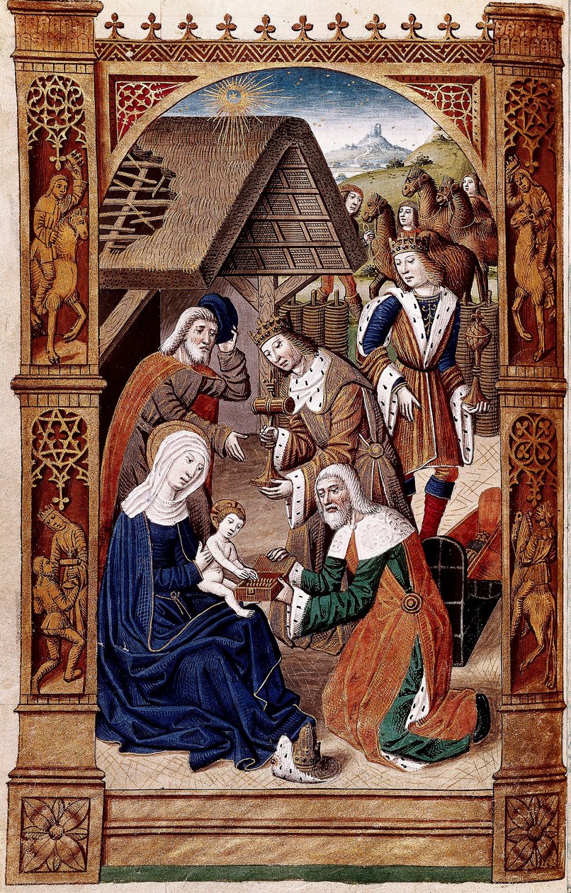A adoração dos Reis Magos (miniatura) de Master of Jacques de Besançon