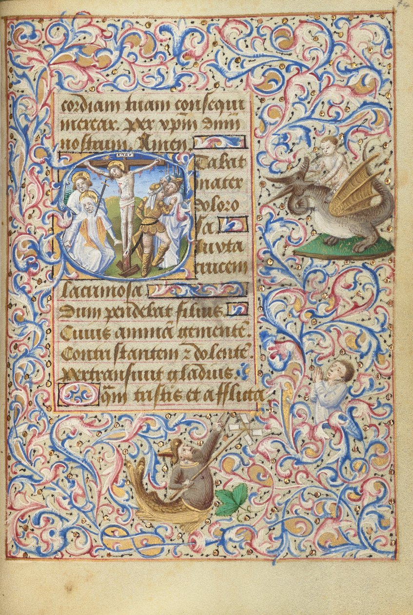 Inicial S: A Crucificação com o coração da Virgem trespassado por uma espada de Master of Jean Rolin II (Hand B)