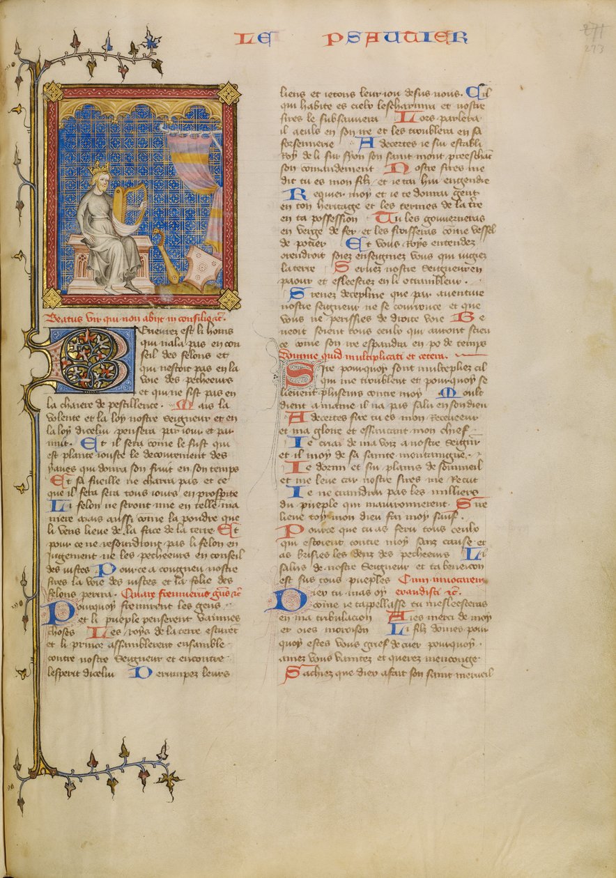 David com instrumentos musicais de Master of Jean de Mandeville