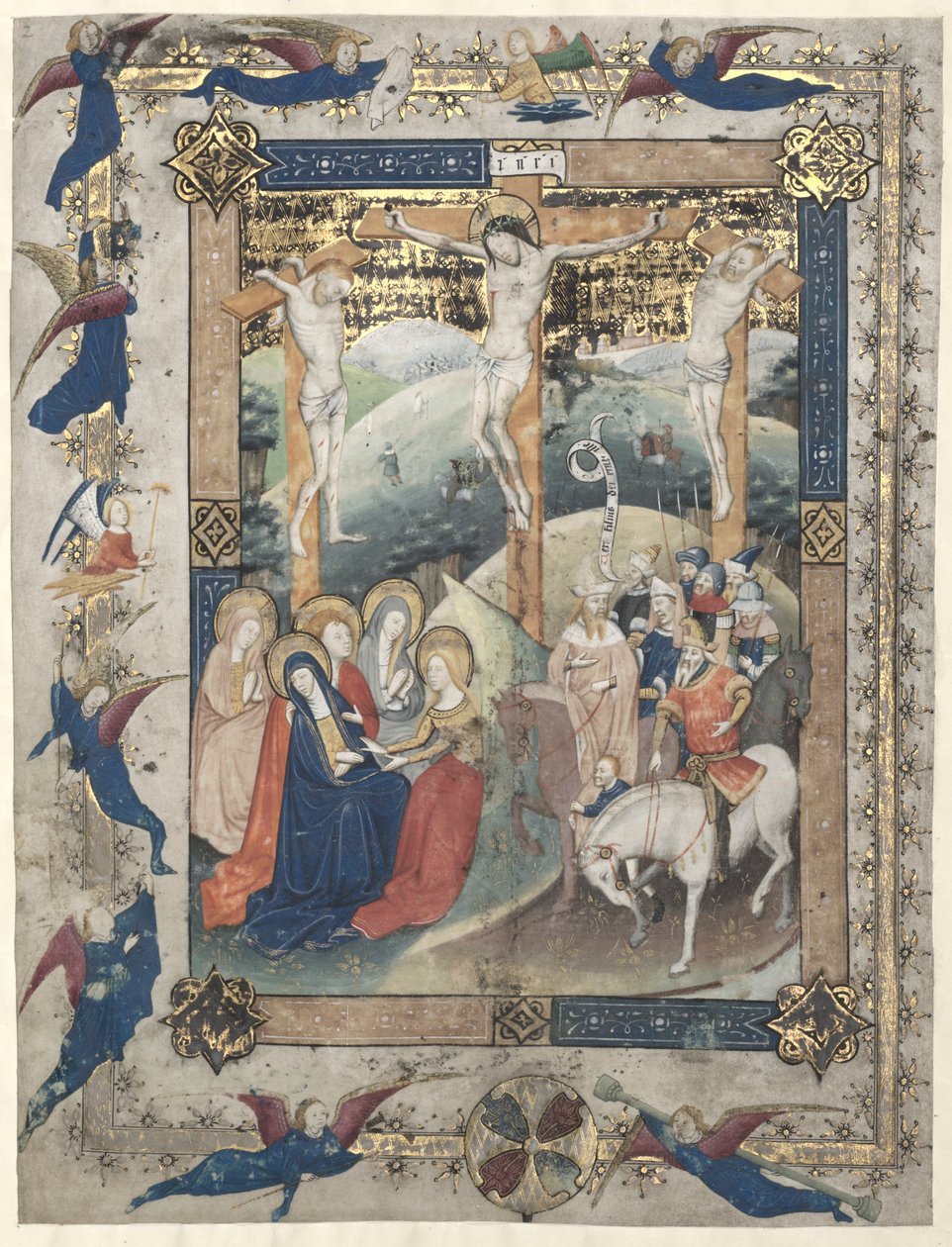 Folha de um Missal: O Frontispício da Crucificação para o Cânon da Missa, c. 1440-1450. de Master of Otto van Moerdrecht
