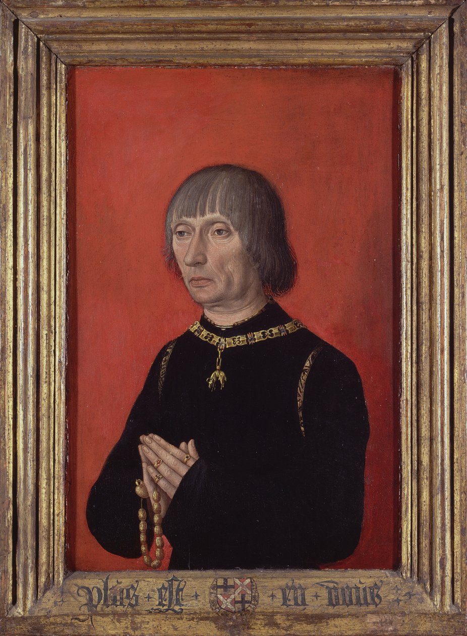 "" Retrato de Louis Of Bruges, Lord Of Gruuthuse (1422-1492)"" Pintura pelo mestre de retratos de príncipes (ativo por volta de 1450) por volta de 1490 Groeningemuseum, Bruges de Master of Portraits of Princes