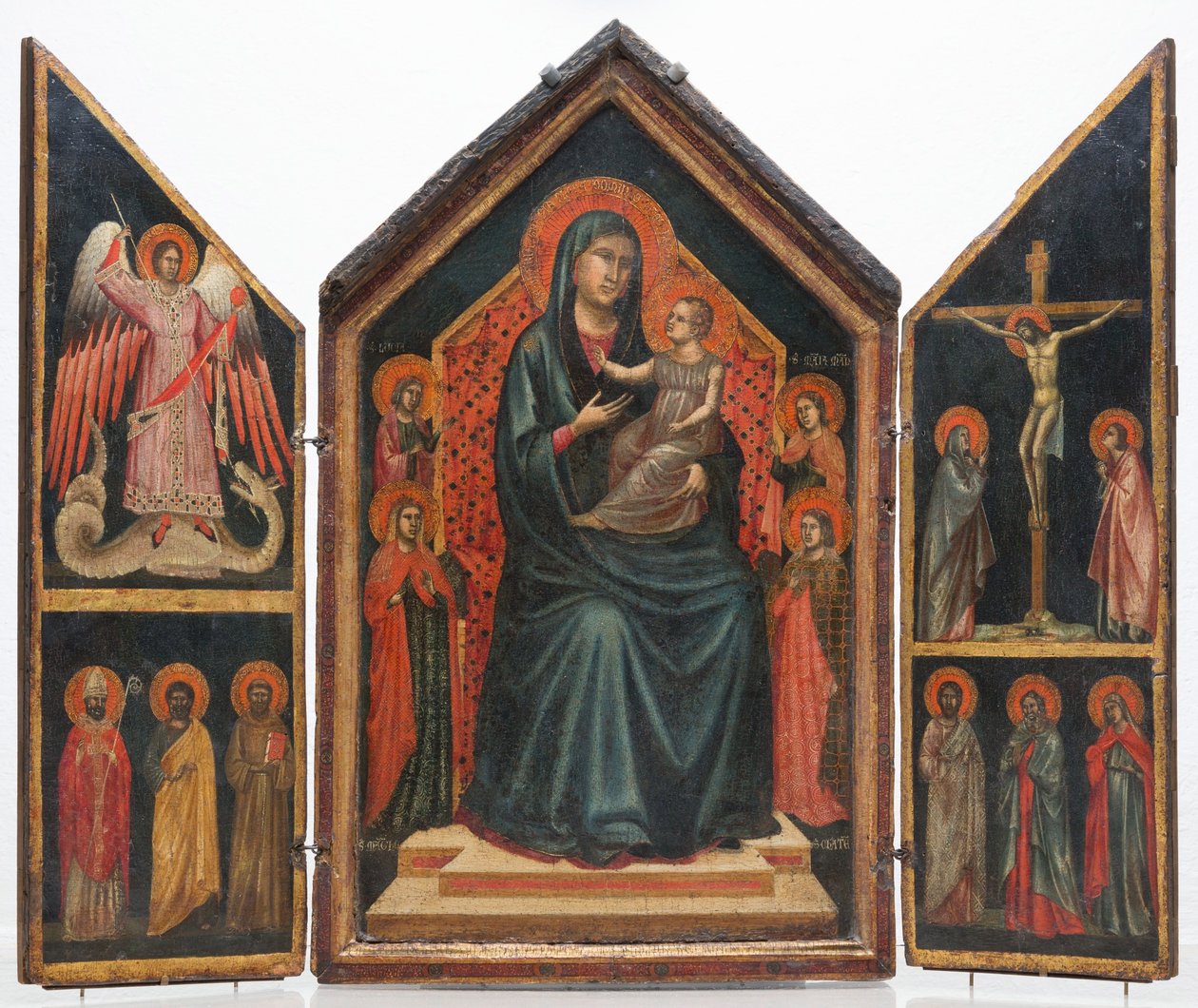 Madona e Menino Entronizado com as Santas Lúcia, Margarida, Maria Madalena e Catarina de Alexandria de Master of Saint Cecilia