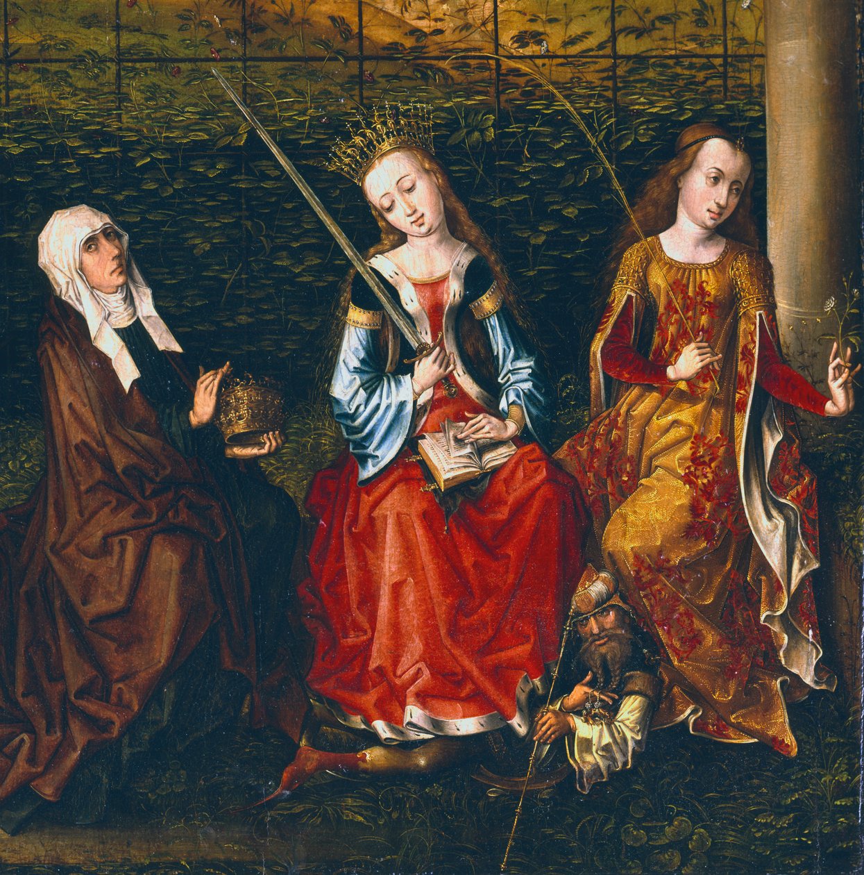 Santa Isabel da Hungria, Santa Catarina de Alexandria e Santa Rosalie de Pádua, 1470-1500 de Master of Saint Gudule
