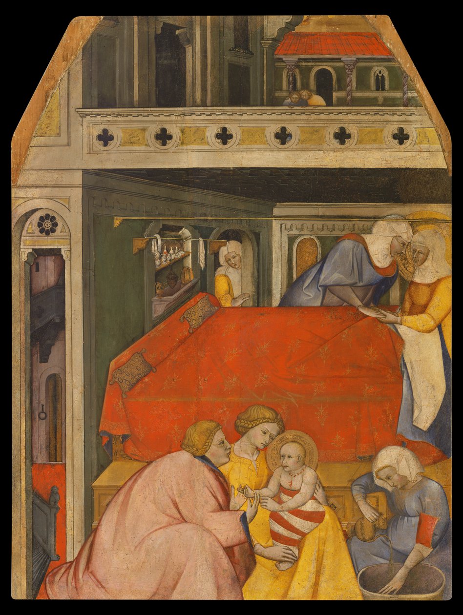 O nascimento da Virgem (pintura sobre madeira) de Master of San Lucchese