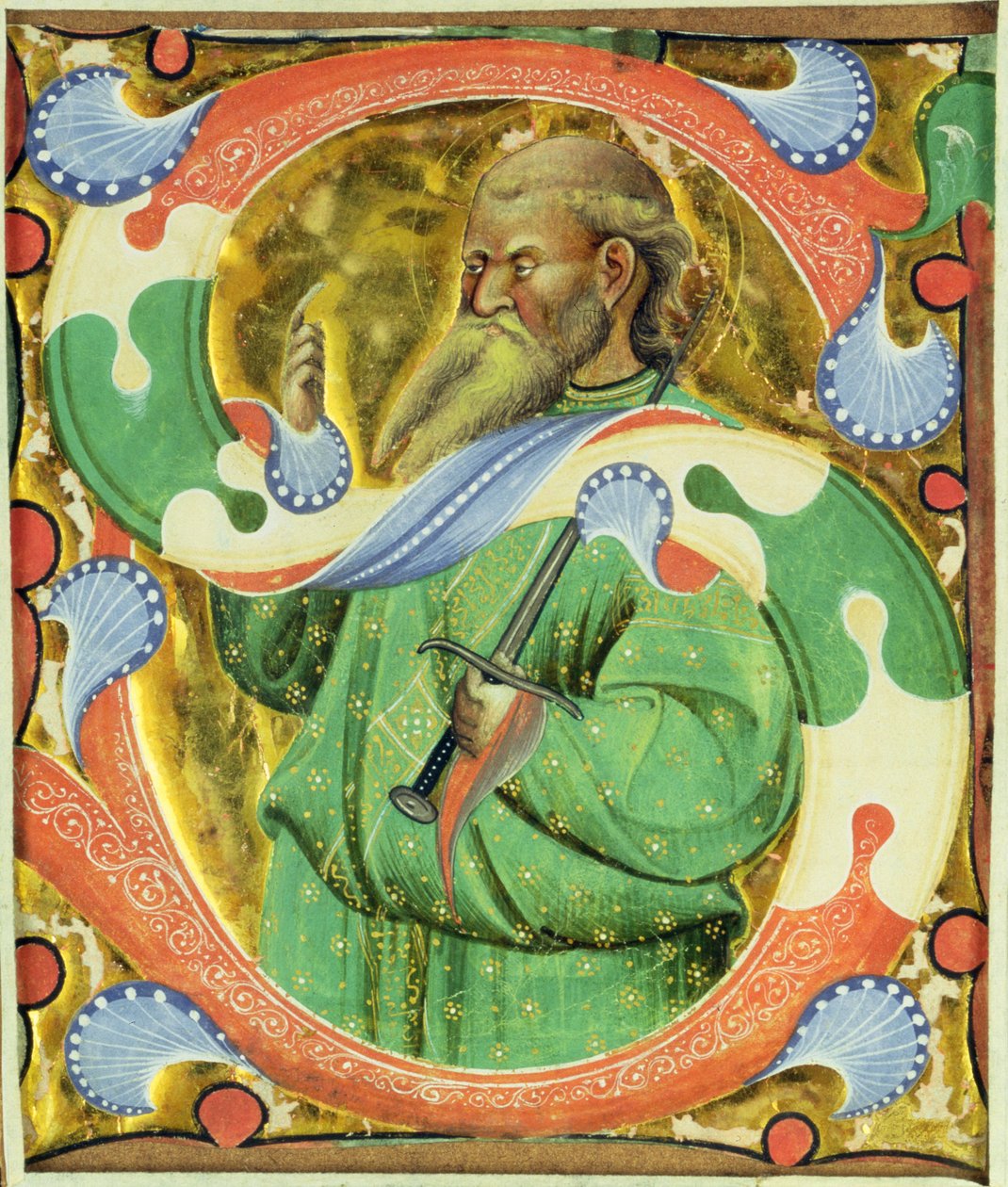 Historiated inicial &39;S&39;, representando St. Paul de Master of San Michele of Murano