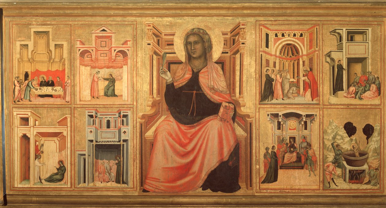 Santa Cecília e história da sua vida - retábulo, c.1290-1320 de Master of St. Cecilia