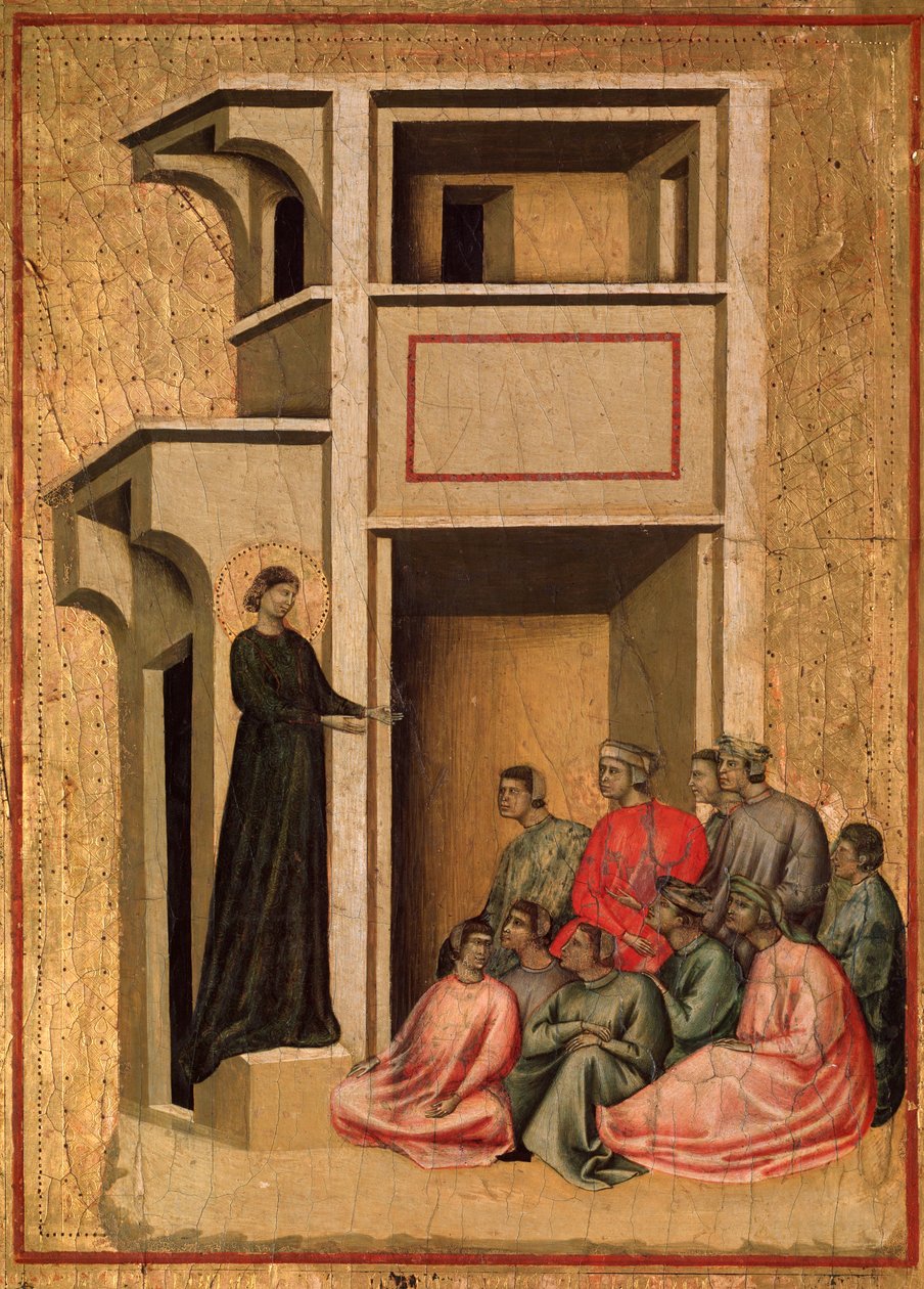 Santa Cecília e a história da sua vida Detalhe: Santa Cecília convertendo soldados - retábulo, c.1290-1320 de Master of St. Cecilia