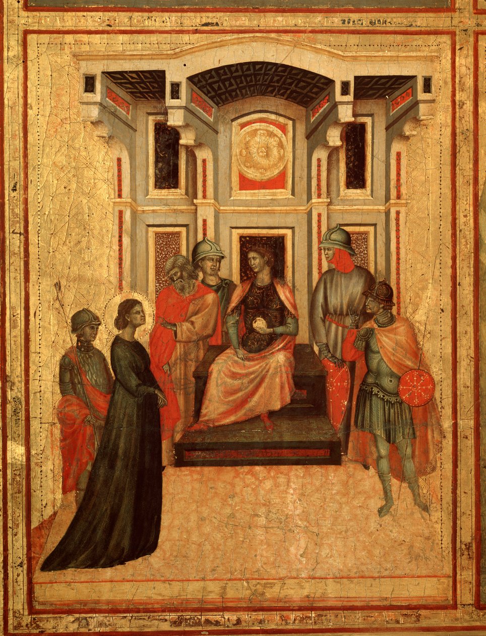 Santa Cecília e a história de sua vida Detalhe: Santa Cecília discutindo com o prefeito - retábulo, c.1290-1320 de Master of St. Cecilia