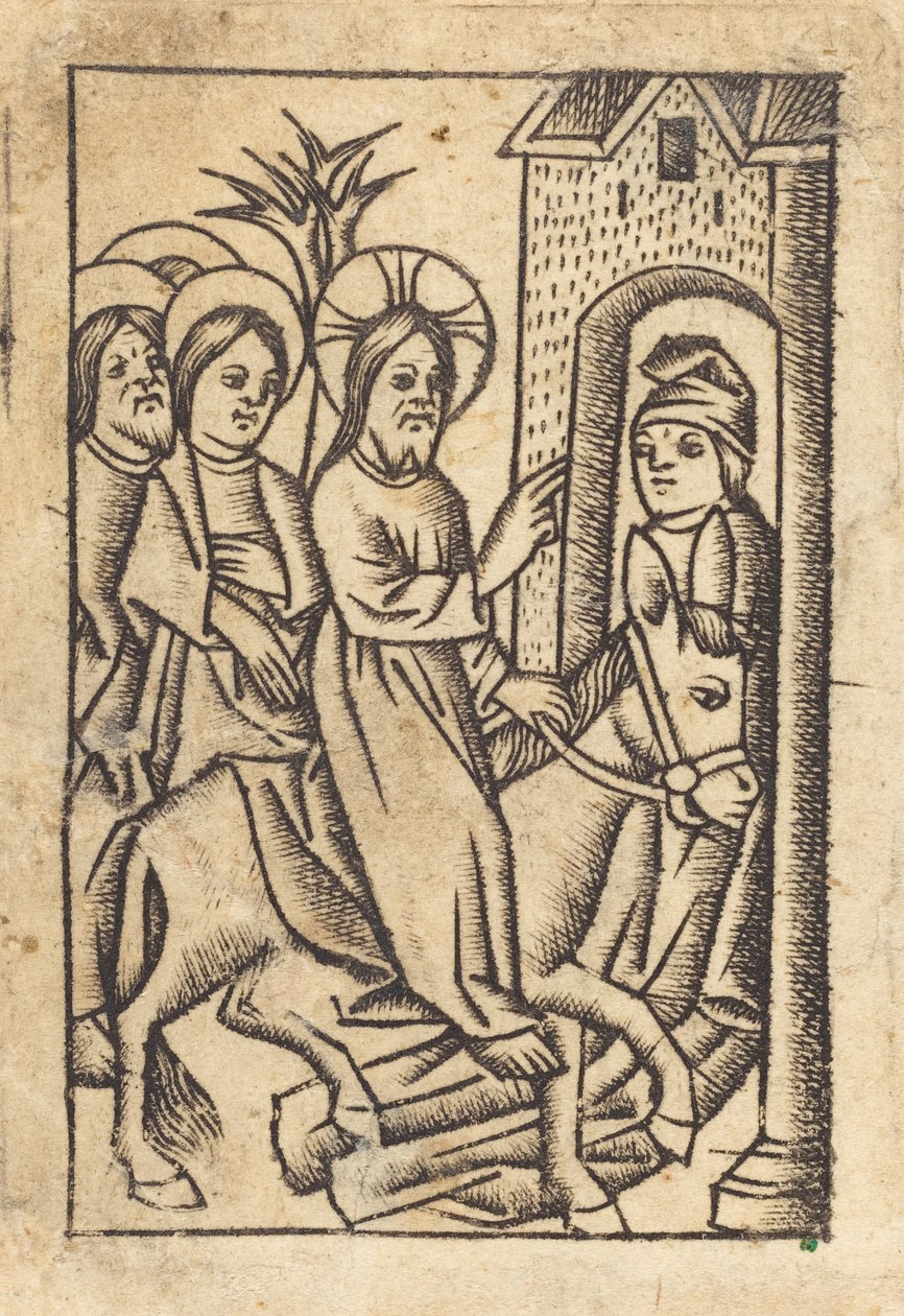 Entrada de Cristo em Jerusalém [esquerda] de Master of St. Erasmus