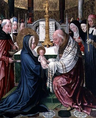 A Apresentação no Templo, c.1490 (óleo sobre painel) de Master of St. Severin