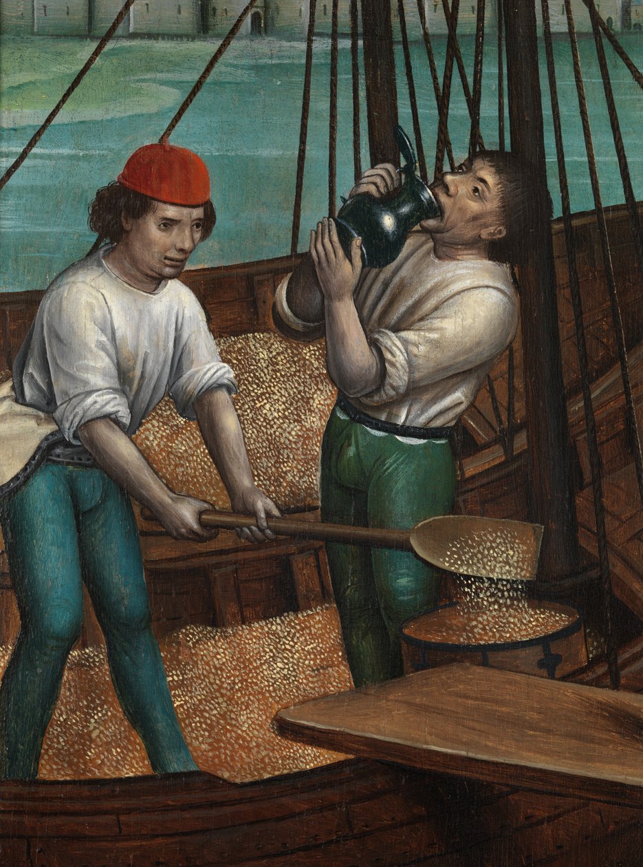 Detalhe do Milagre do Grão, do Altar de São Nicolau, c.1486-93 (óleo sobre painel) de Master of The Legend of St. Lucy