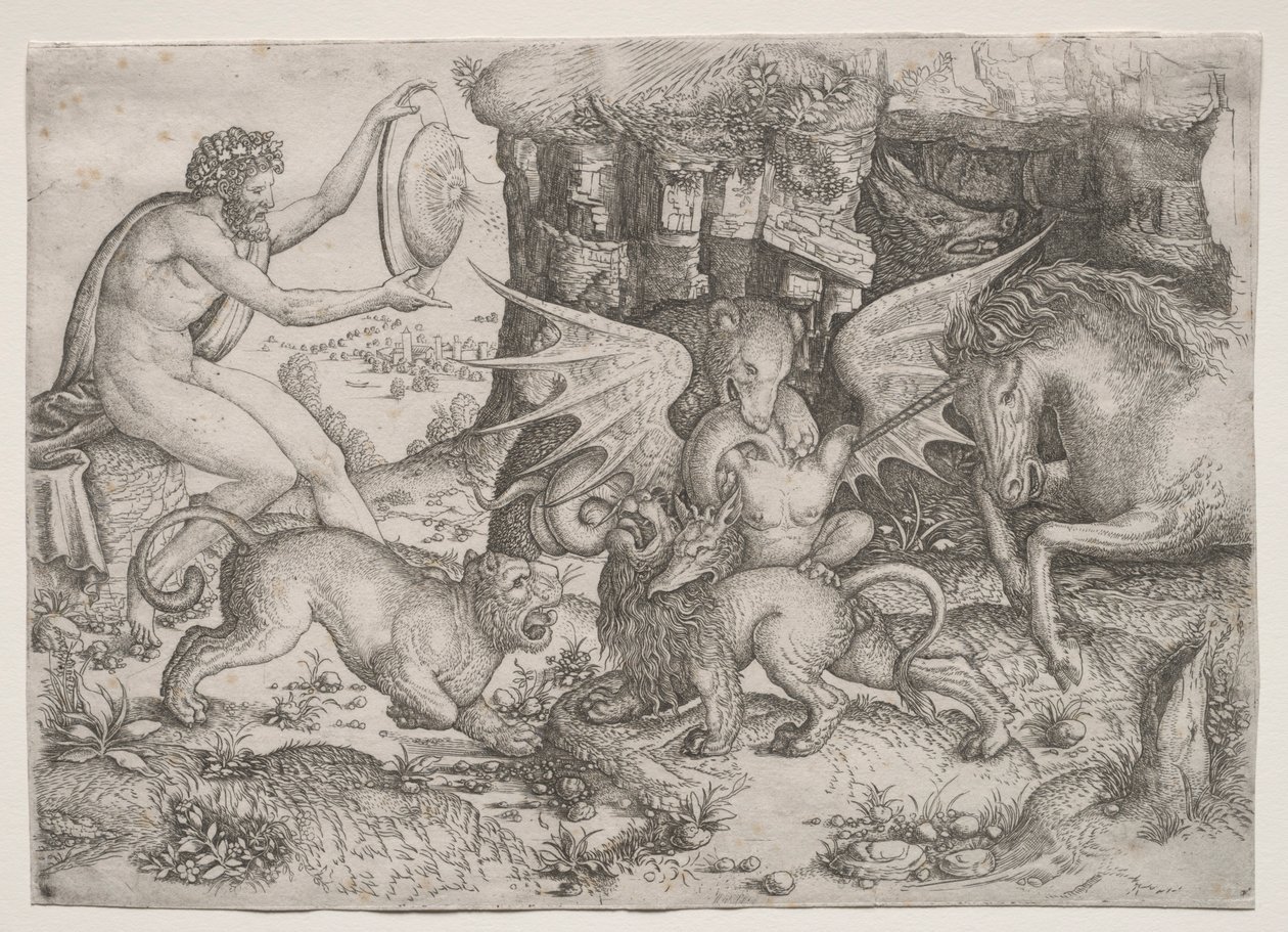 Tema Alegórico: Combate de Animais, c. 1515-1520. de Master of the Beheading of St.