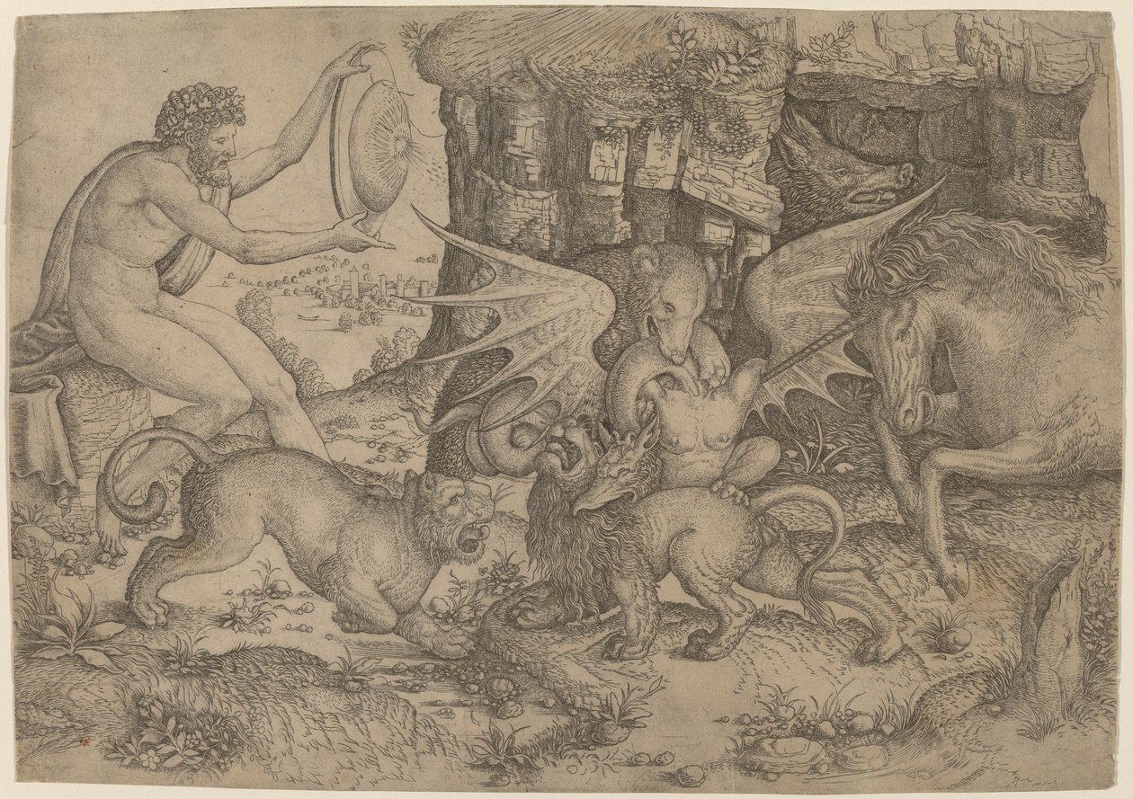 Tema Alegórico: Combate de Animais de Master of the Beheading of St. John