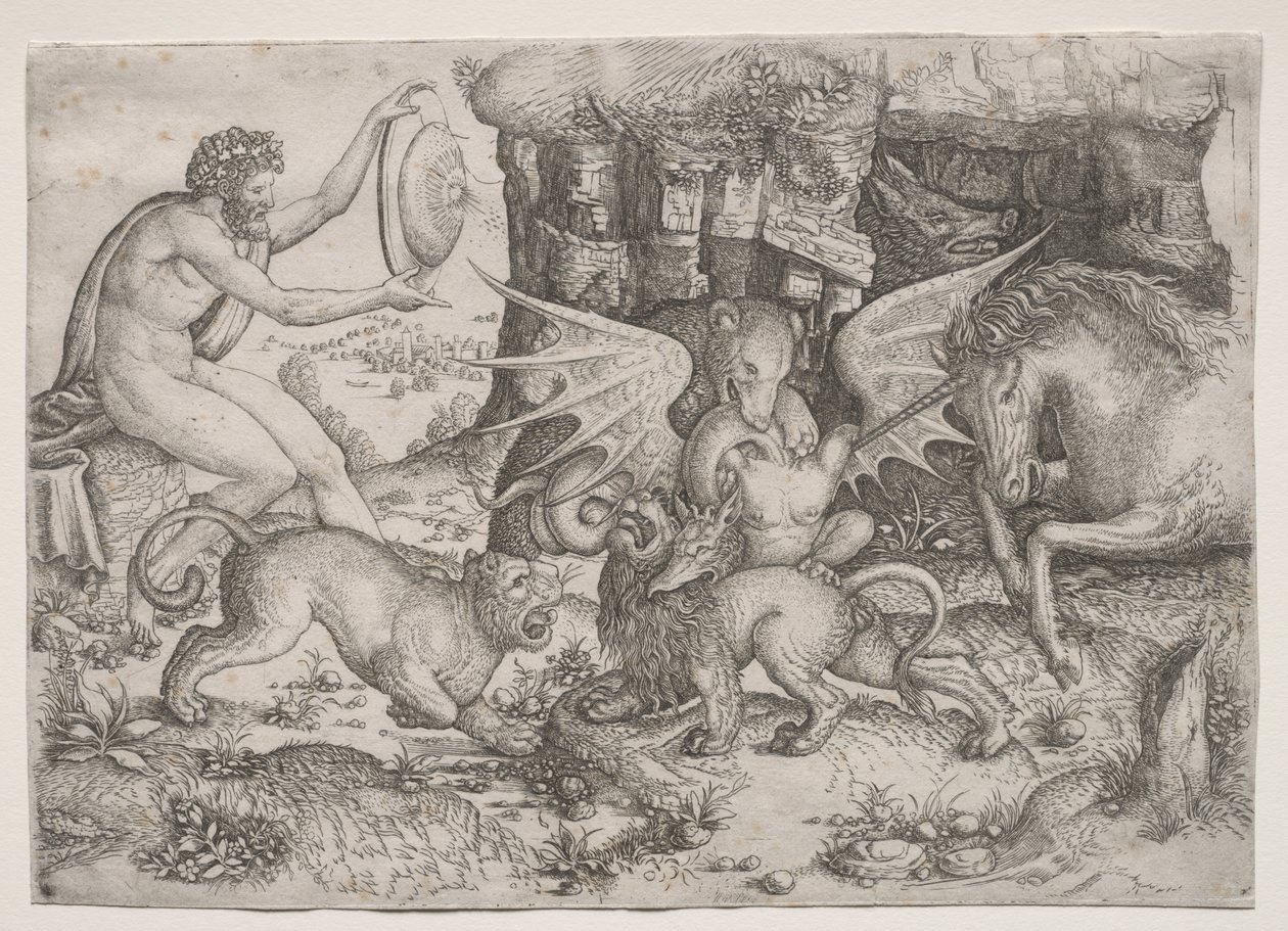 Tema Alegórico: Combate de Animais de Master of the Beheading of St. John