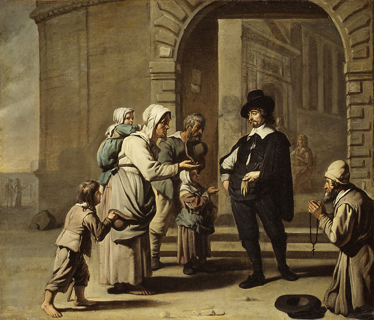 Mendigos em uma porta de Master of the Béguins
