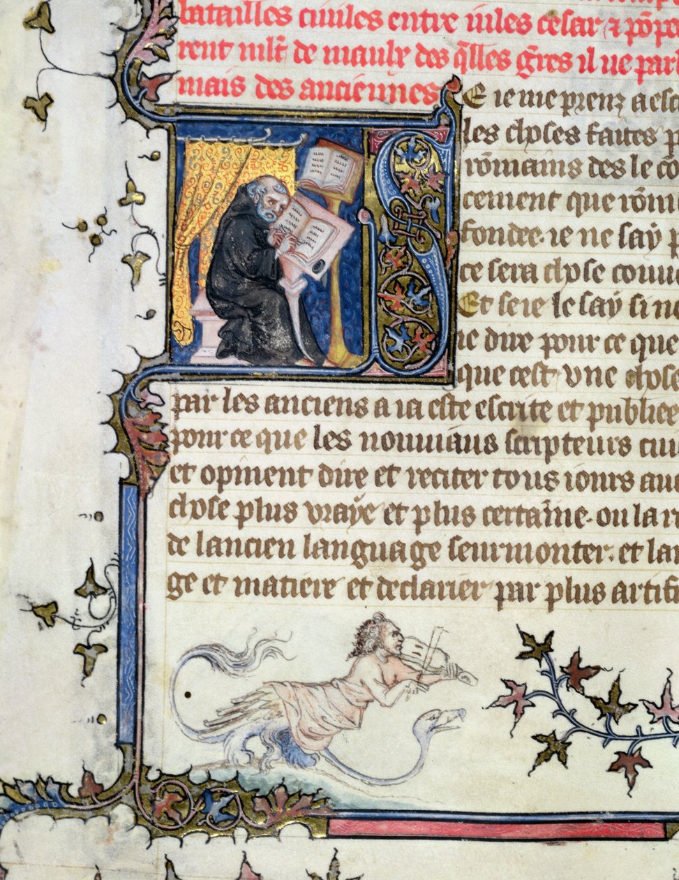 Ms 777 Monk copiando um manuscrito, de A História de Roma por Livy (59 aC-17 dC) c.1370 de Master of the Boqueteaux