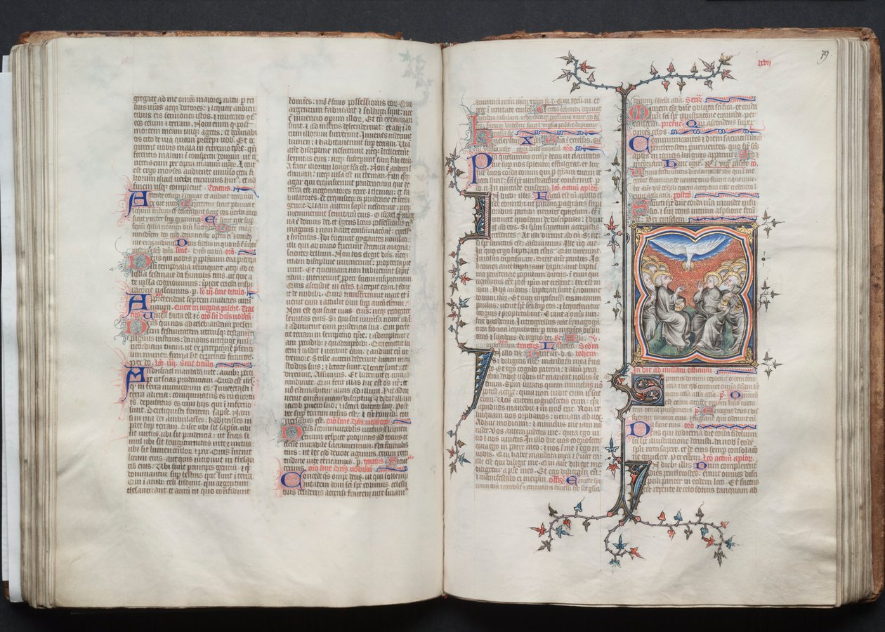 O Missal Gotha: Fol 79r, O Pentecostes, c. 1375. de Master of the Boqueteaux