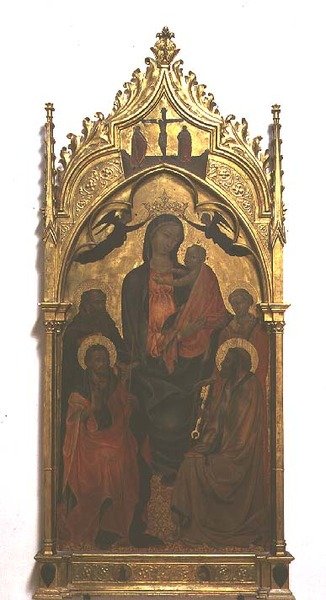 Madonna e Child with Saints (tempera no painel) de Master of the Borgo alla Collina