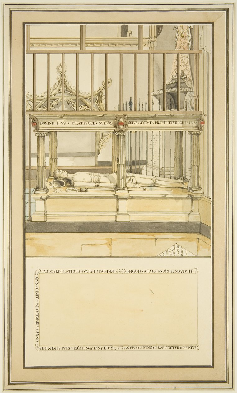 Túmulo do Bispo Paul Bush, na Catedral de Bristol, c.1799 (aguarela sobre papel) de Master of the Bristol Church Monuments