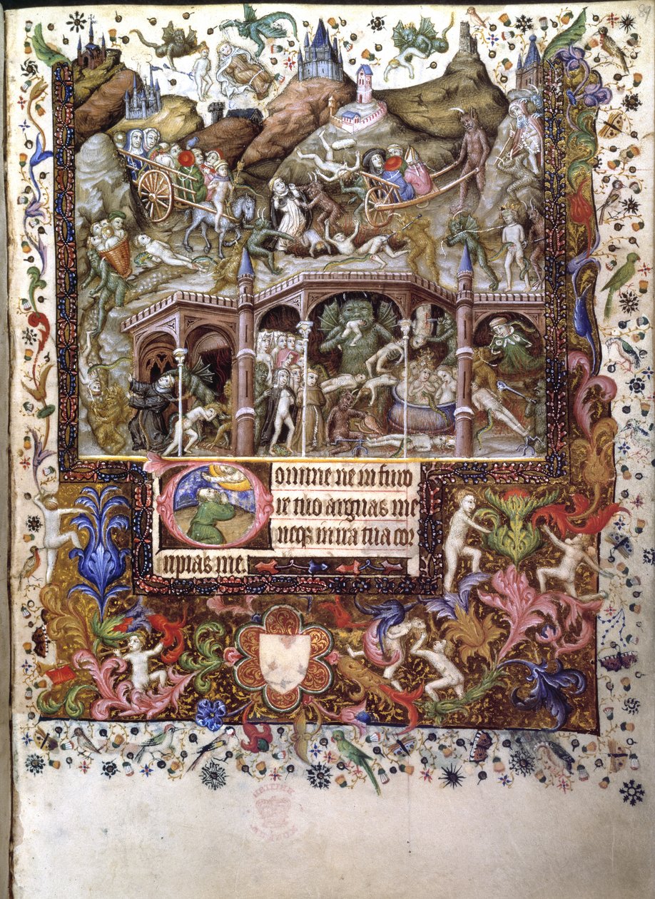 Acrescentar. 29433, f.89 Cena no Inferno, ilustração de um 