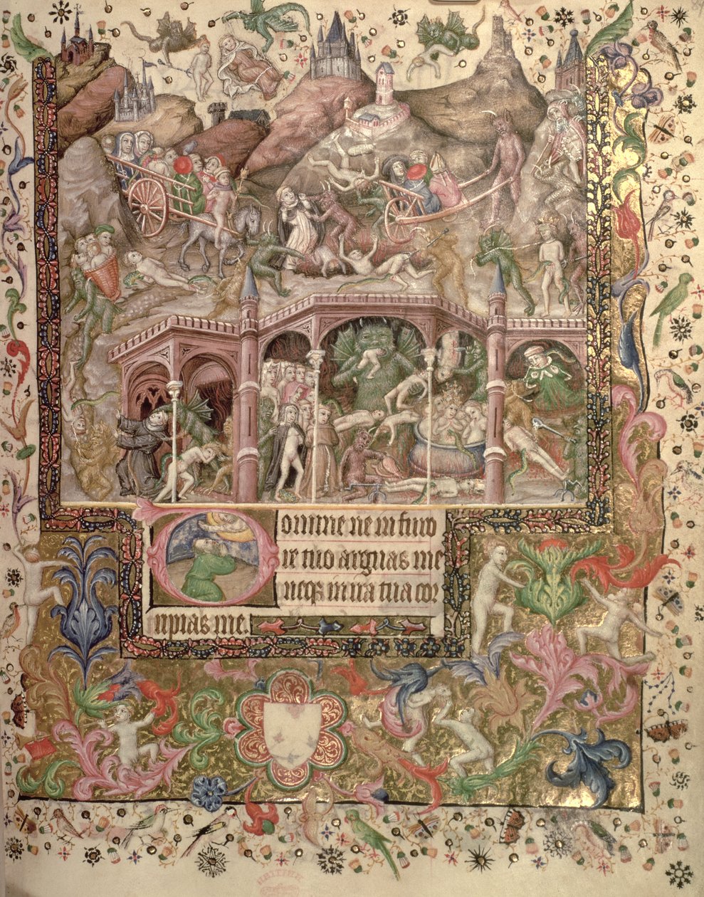 Adicione 29433 fol.89 Visão do Inferno, de um Livro de Horas, c.1407 (pergaminho) de Master of the Brussels Initials