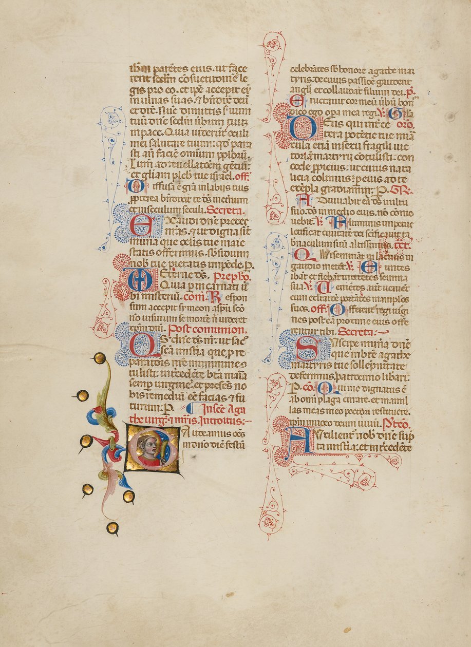 Inicial G: Santa Agatha de Master of the Brussels Initials