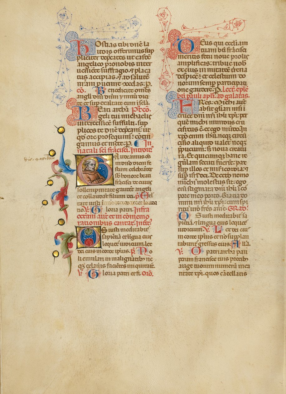 Inicial G: São Francisco de Master of the Brussels Initials