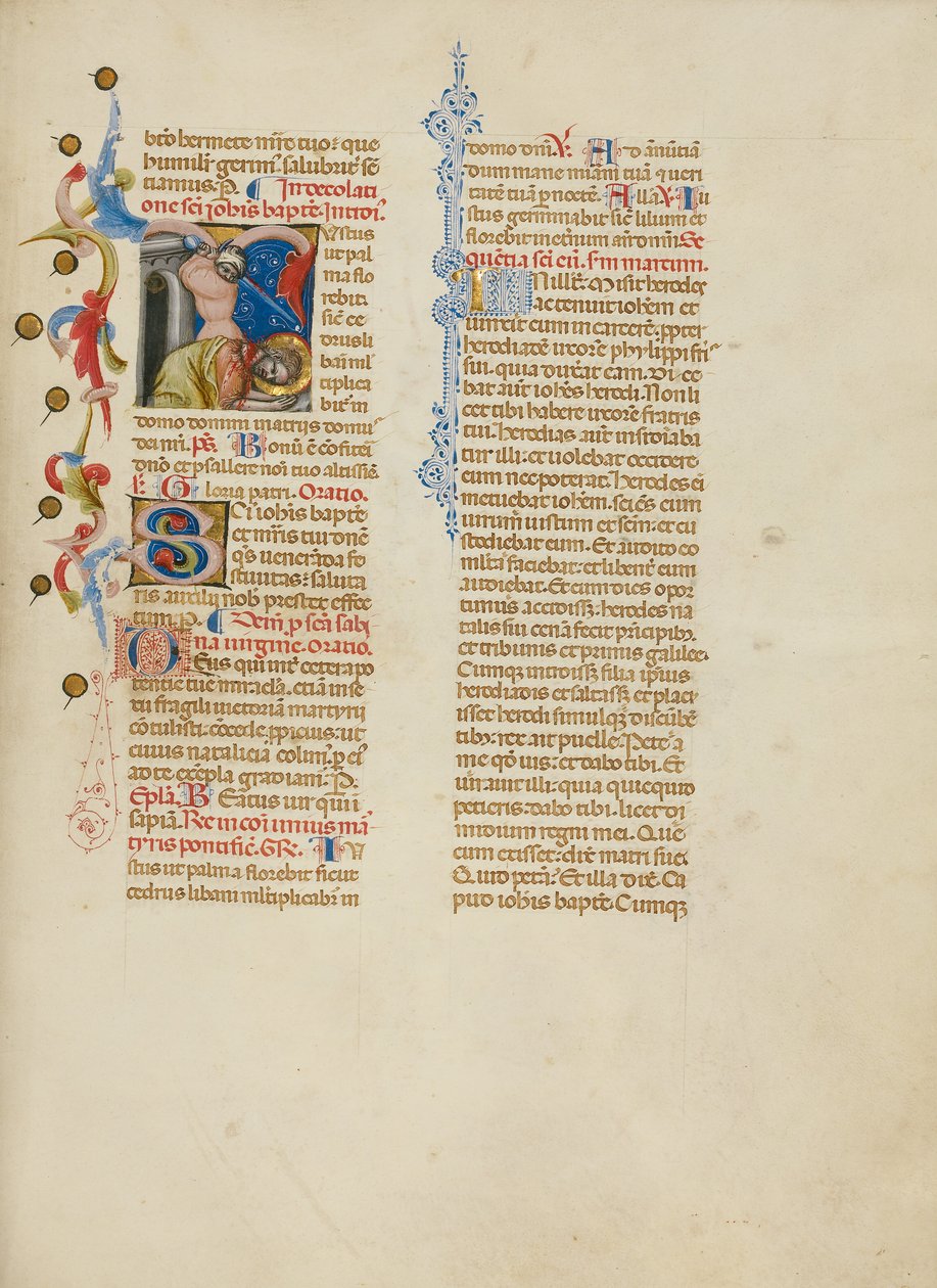 Inicial J: A decapitação de São João Batista de Master of the Brussels Initials