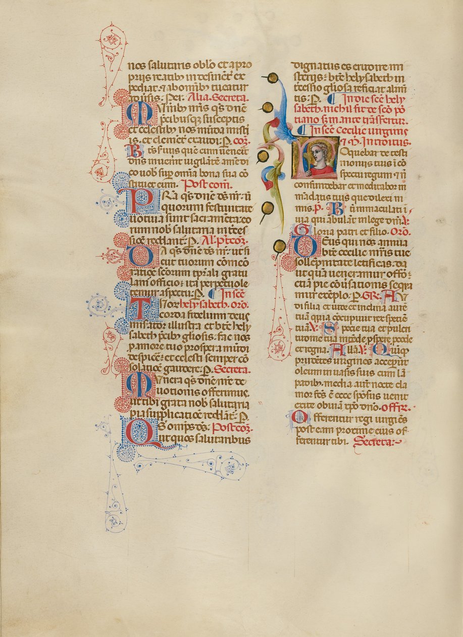 Inicial L: Santa Cecília de Master of the Brussels Initials