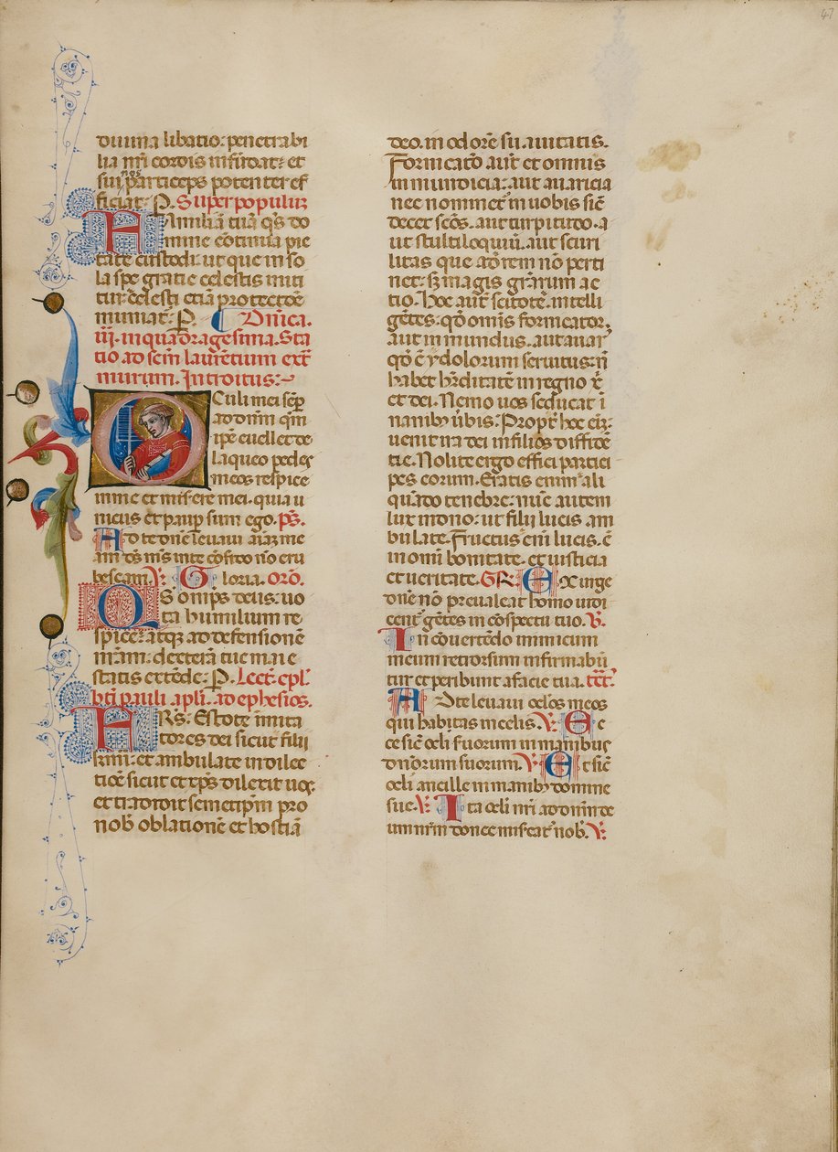 Inicial O: São Lourenço de Master of the Brussels Initials
