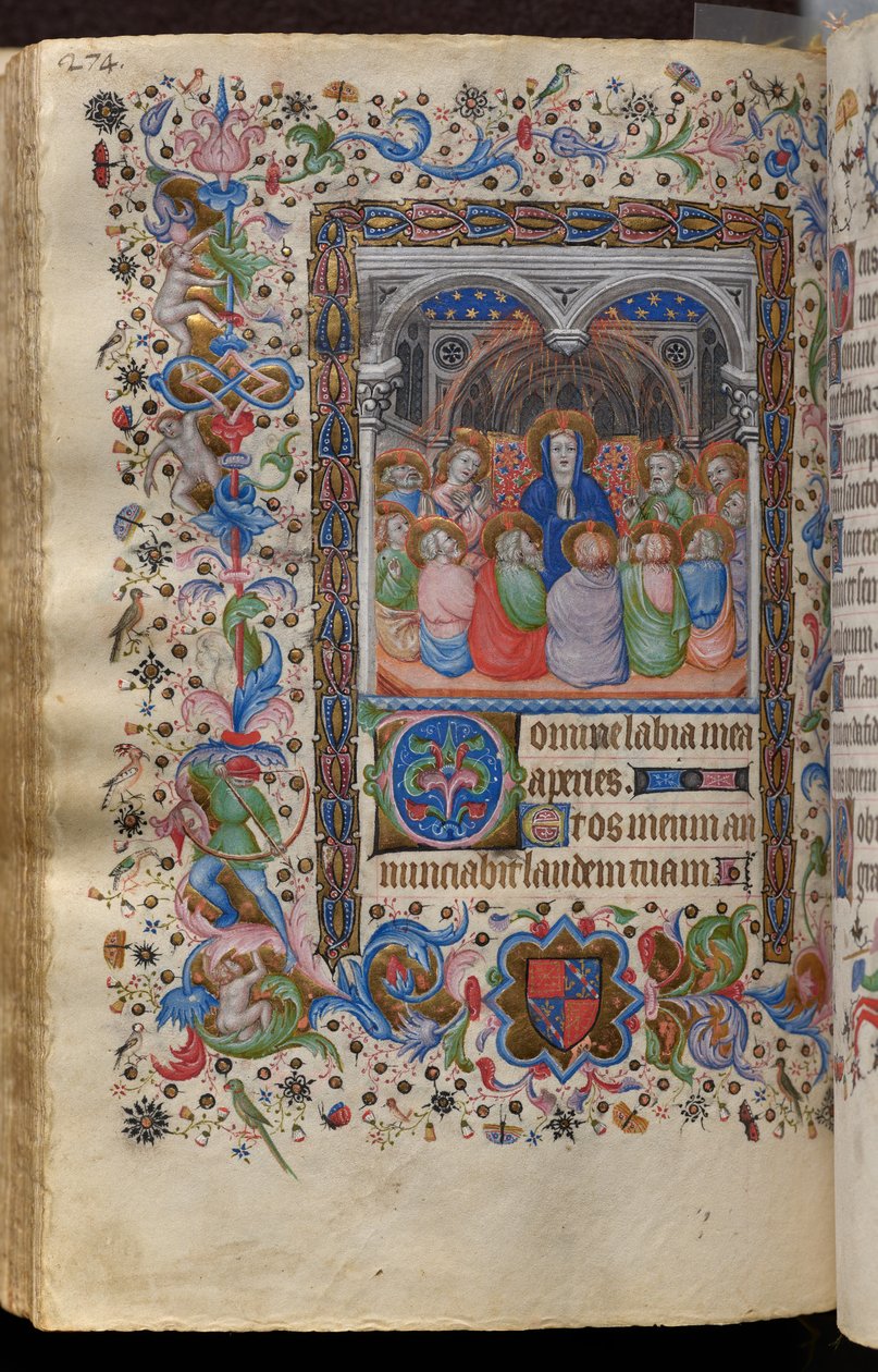 Horas de Carlos o Nobre, rei de Navarra (1361-1425): fol. 137v, Pentecostes de Master of the Brussels Initials and Associates