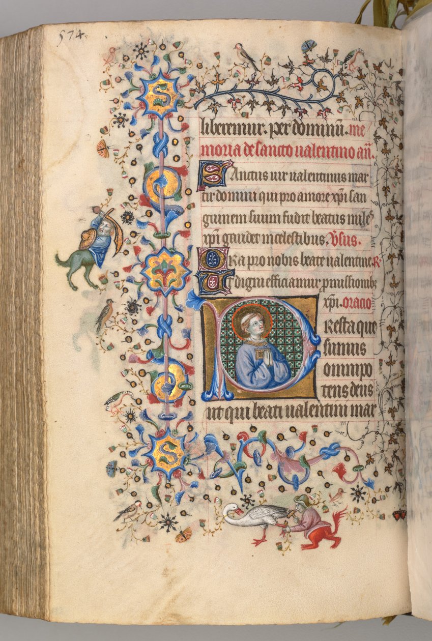Horas de Carlos o Nobre, rei de Navarra (1361-1425): fol. 281v, São Valentim de Master of the Brussels Initials and Associates