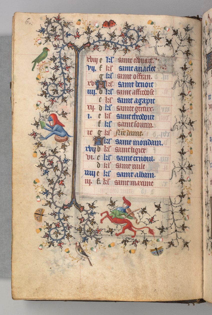 Horas de Carlos o Nobre, rei de Navarra (1361-1425): fol. 3v, março de Master of the Brussels Initials and Associates